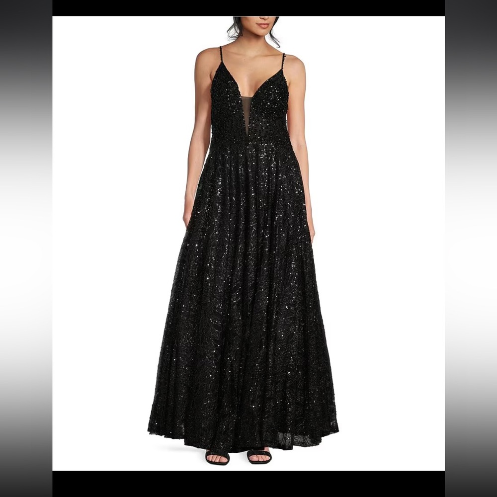 Coya black sequined dress. Worn only once.